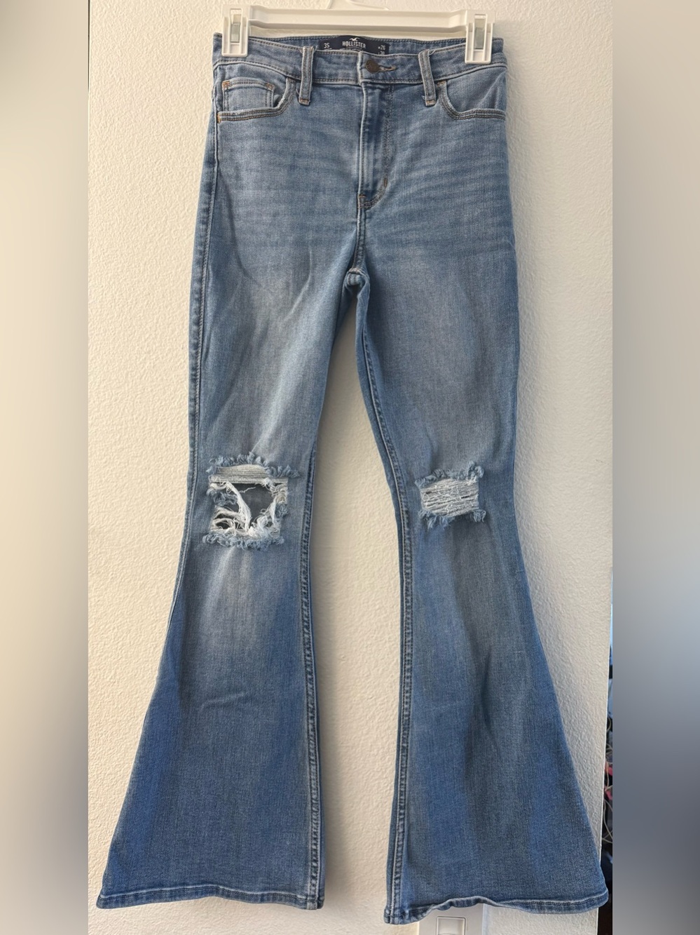 Hollister Light Blue Distressed Flare Jeans
